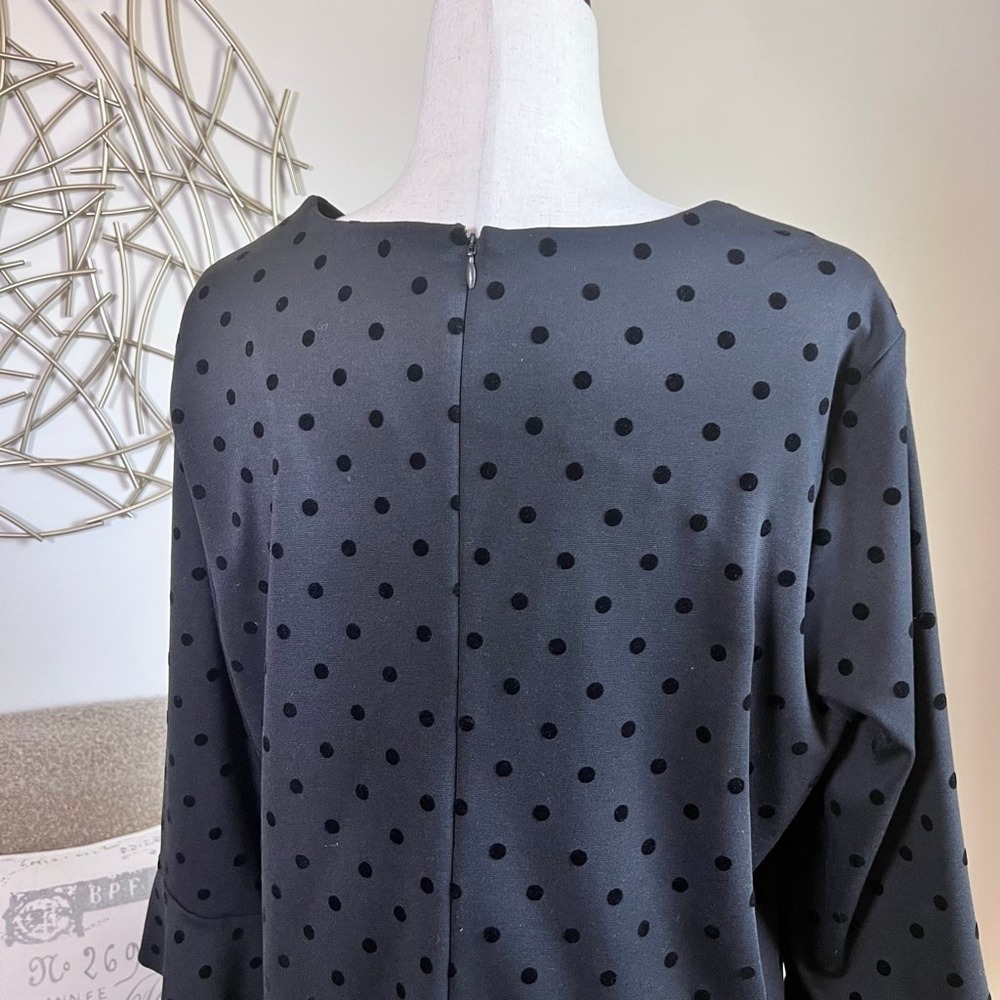 Old Navy Black Polka Dot Shift Dress Bell Sleeve Zip Back XL - Picture 6 of 8